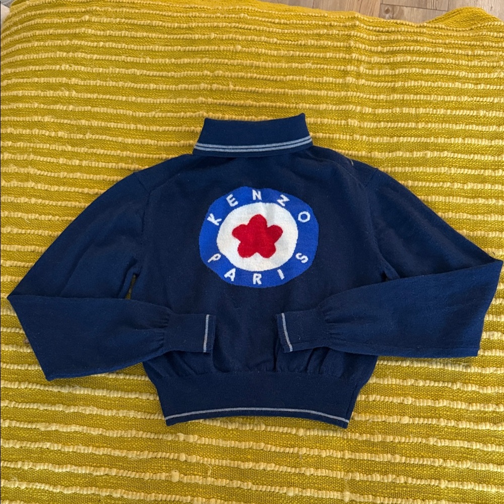 Kenzo Navy button up with Red & White Kenzo logo on back